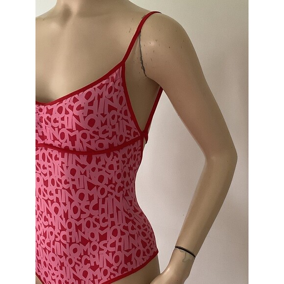 MOSCHINO Pink & Red Word Logo One Piece Swimsuit Maillot (Size 34/M) - Picture 9 of 16
